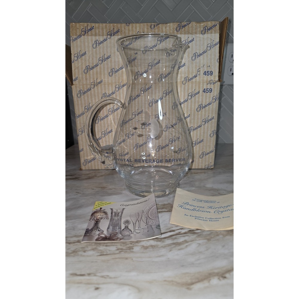 Vintage Princess House Handblown Etched Crystal Beverage Server #459